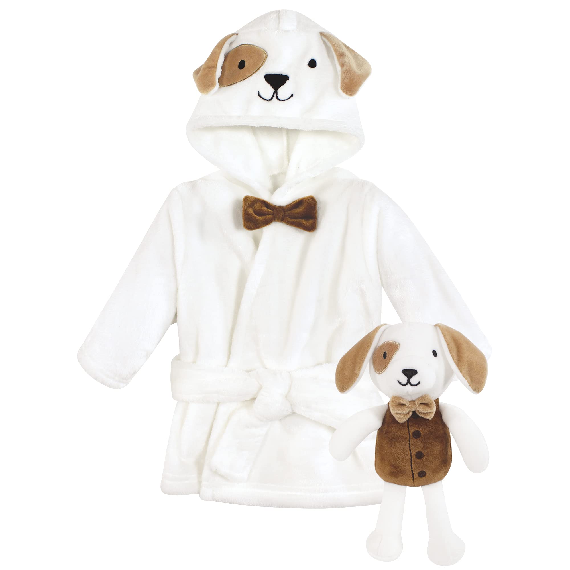 Hudson Baby unisex-baby Plush Bathrobe and Toy Set