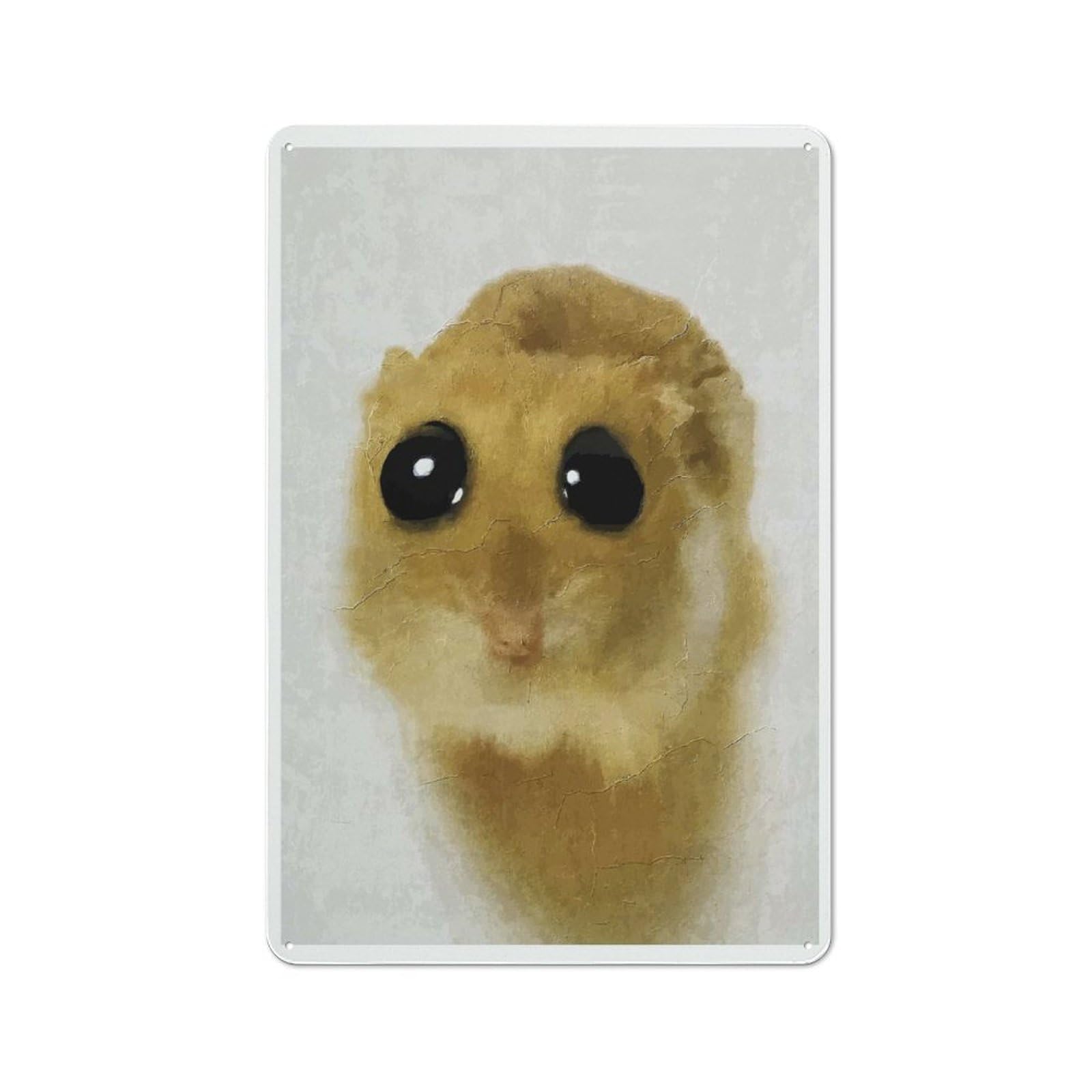 For Hobby Room Or Studio, Hamster Portrait with Big Eyes Retro-style Tin Sign 30x20cm, for Room Styling Across Hobby Rooms And Studios