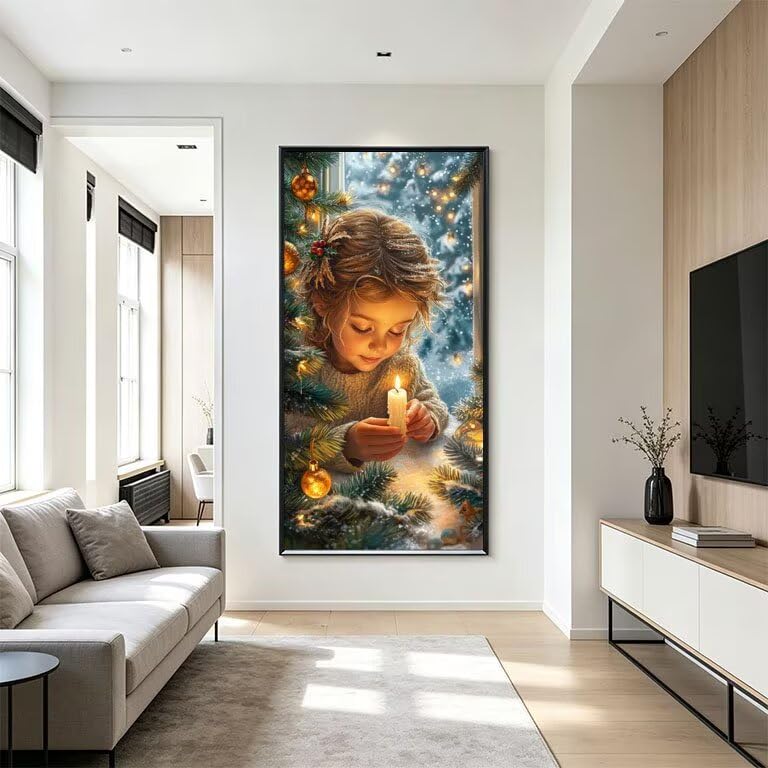 Kit de pintura de diamantes 5D de vela y niña para adultos manualidad DIY 40x80cm 2