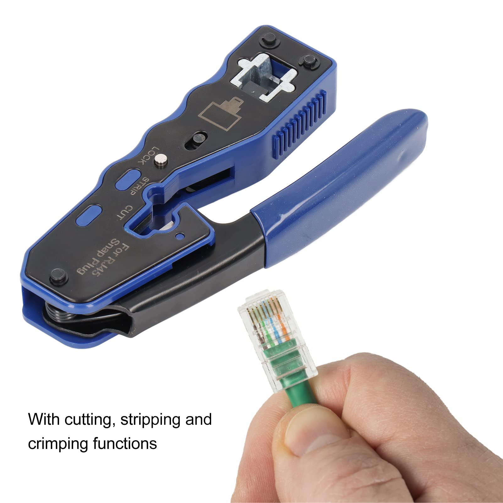 Pince à sertir pour câble réseau | Pince à dénuder et coupe-fil en acier à haute teneur en carbone | Pince à sertir RJ45 pour câbles Cat5 Cat6/installation Ethernet | 10 têtes en cristal