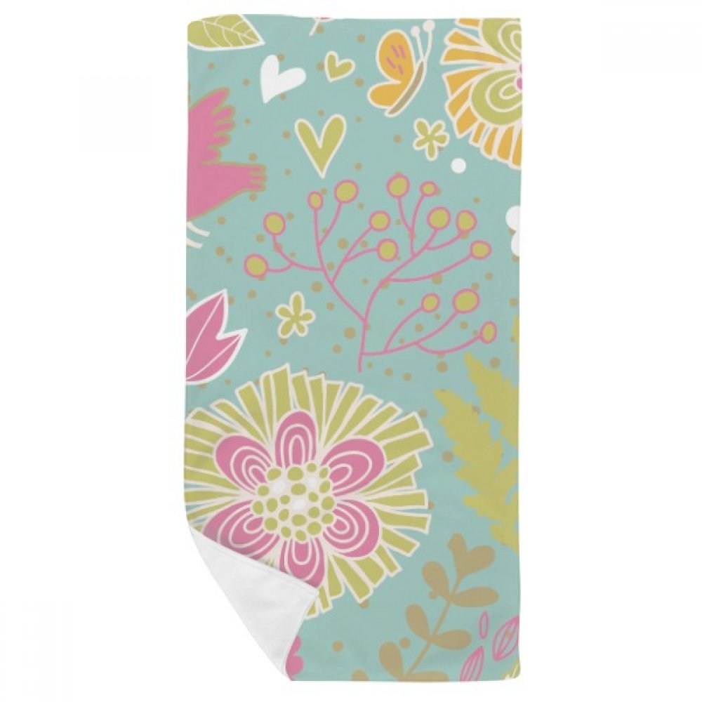 Serviette de bain motif fleur verte 35x70cm douce pour le visage
