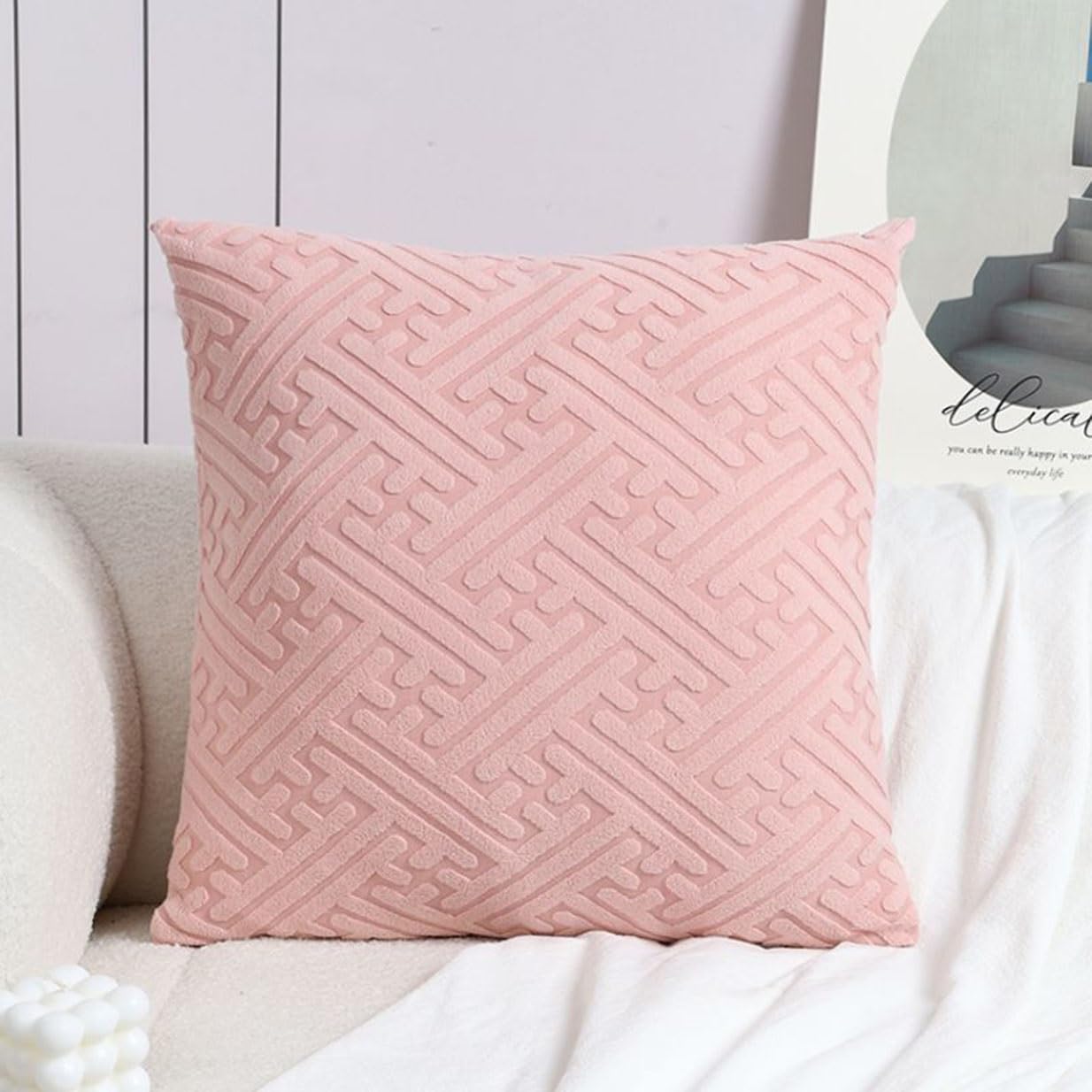 SWJ-swjssb Super King Size Pillow Cases,Square Rectangle Cushion Covers Soft Corduroy Stretch Throw Pillow Cover Various Sizes Decorative Pillowcases For Bedroom Sofa Pillows(Pink,65x65cm/26x26inch) — image 1