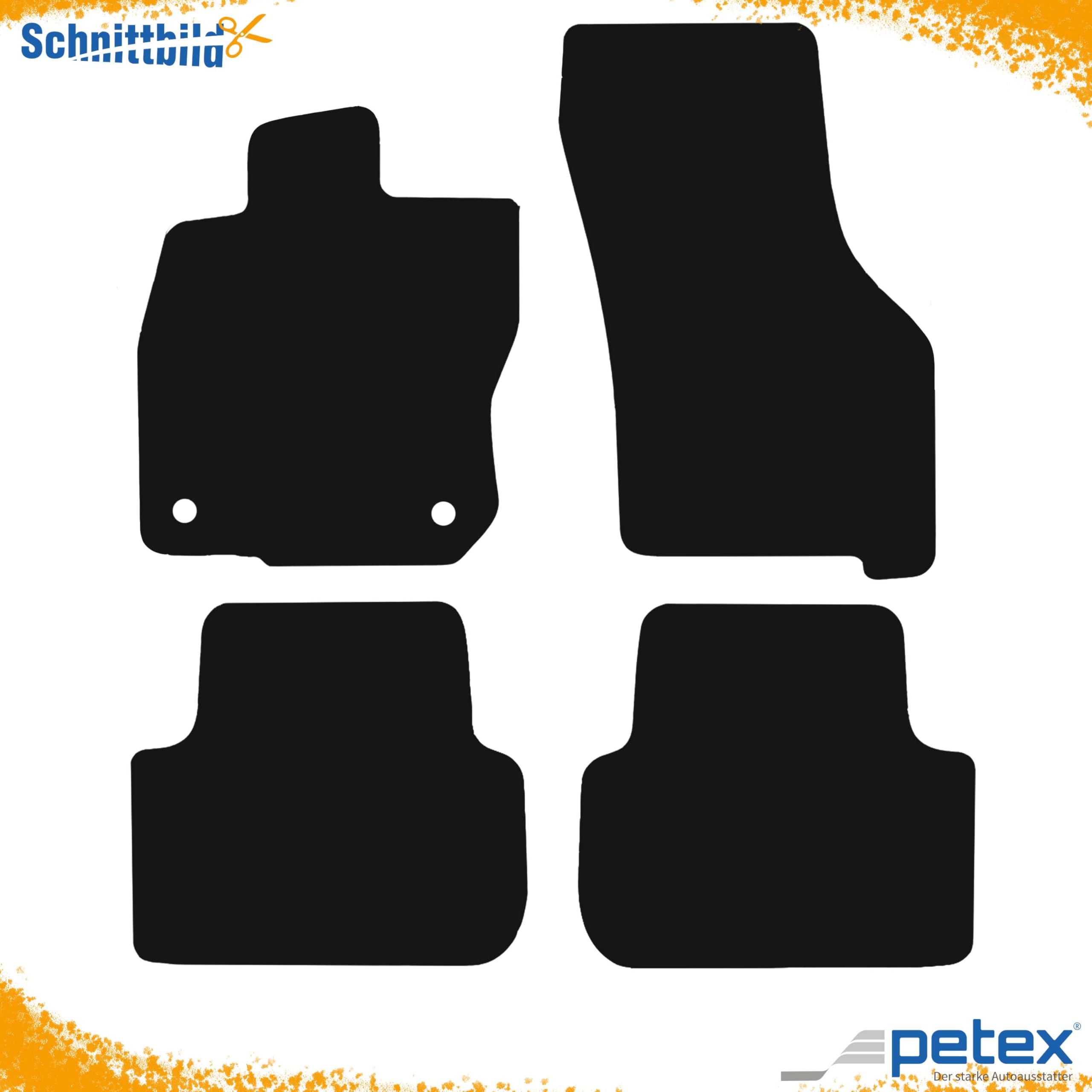 PETEX Lot de 4 Tapis de Sol en Velours pour Cupra Leon Berline à partir de 04/2020 / Sportstourer à partir de 06/2020 / Formentor à partir de 05/2024 (modèles e-TSI Mildhybrid), Noirs