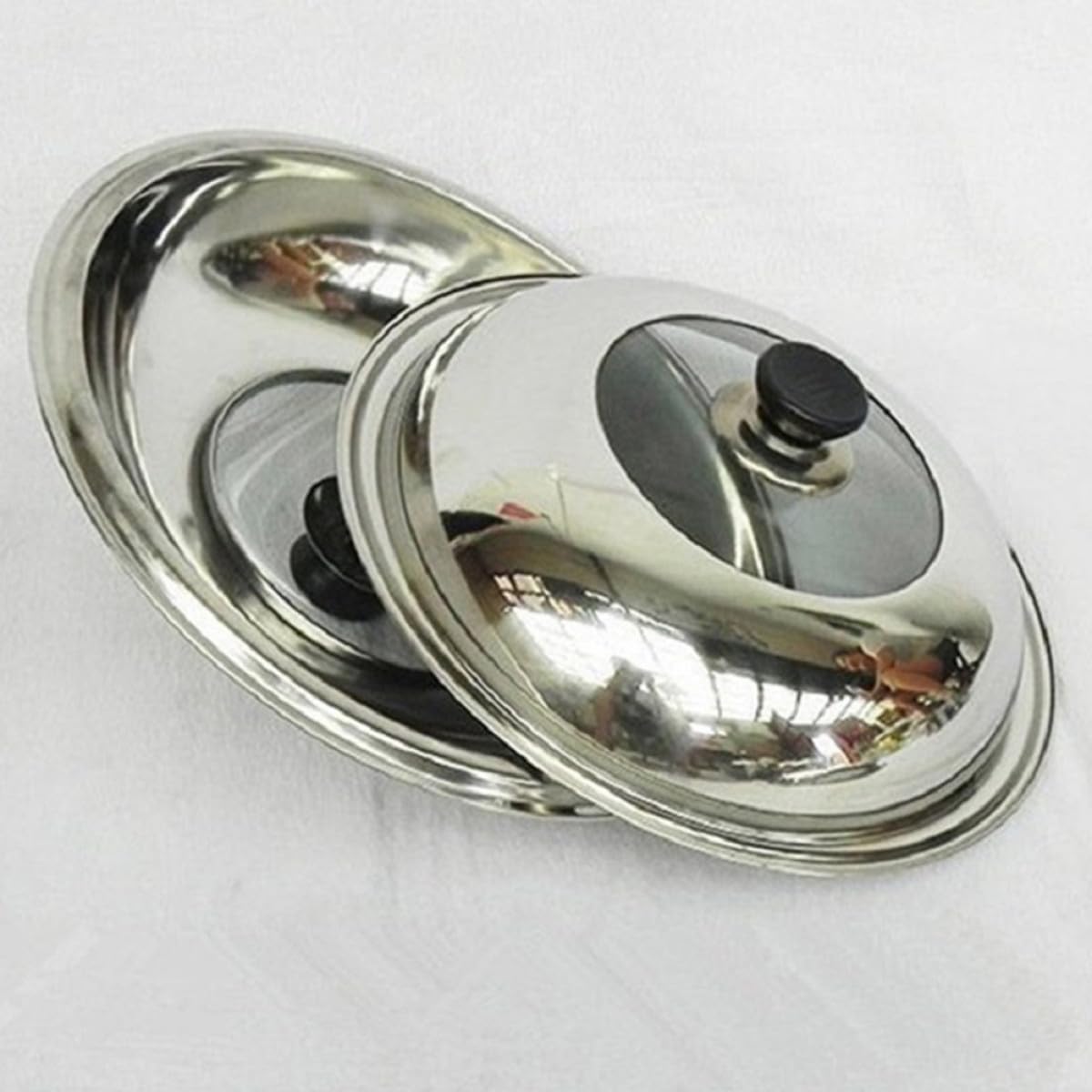 Couvercle de Poêle en Acier Inoxydable 34 CM Couvercle de Casserole en Métal Résistant à la Chaleur Compatible avec Plusieurs Feux Anti-Éclaboussures Accessoires de Cuisine