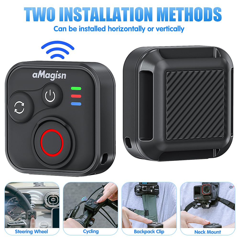 Télécommande Bluetooth pour Insta360 X5/X4/X3/Ace Pro/Ace Pro 2/Go3s/Go3/Gopro/One R/RS/Hero 13/12/11/Ios/Android, Télécommande sans Fil pour Insta360 avec Dragonne, Portée De 50 M, Étanche
