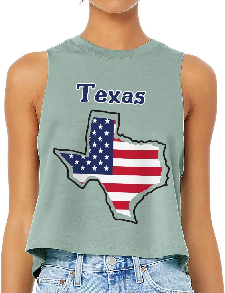 Texas Racerback Cropped Tank - US Flag Women's Tank - Colorful Tank Top