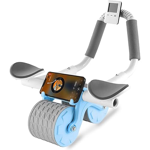 Bersauji 2023 New Ab Roller Wheel with Knee Mat &Timer, Automatic Rebound Abdominal Wheel, Ab Abdominal Exercise Roller with Elbow Support, Abs Workout Equipment Ab Exercise Roller for Women Men