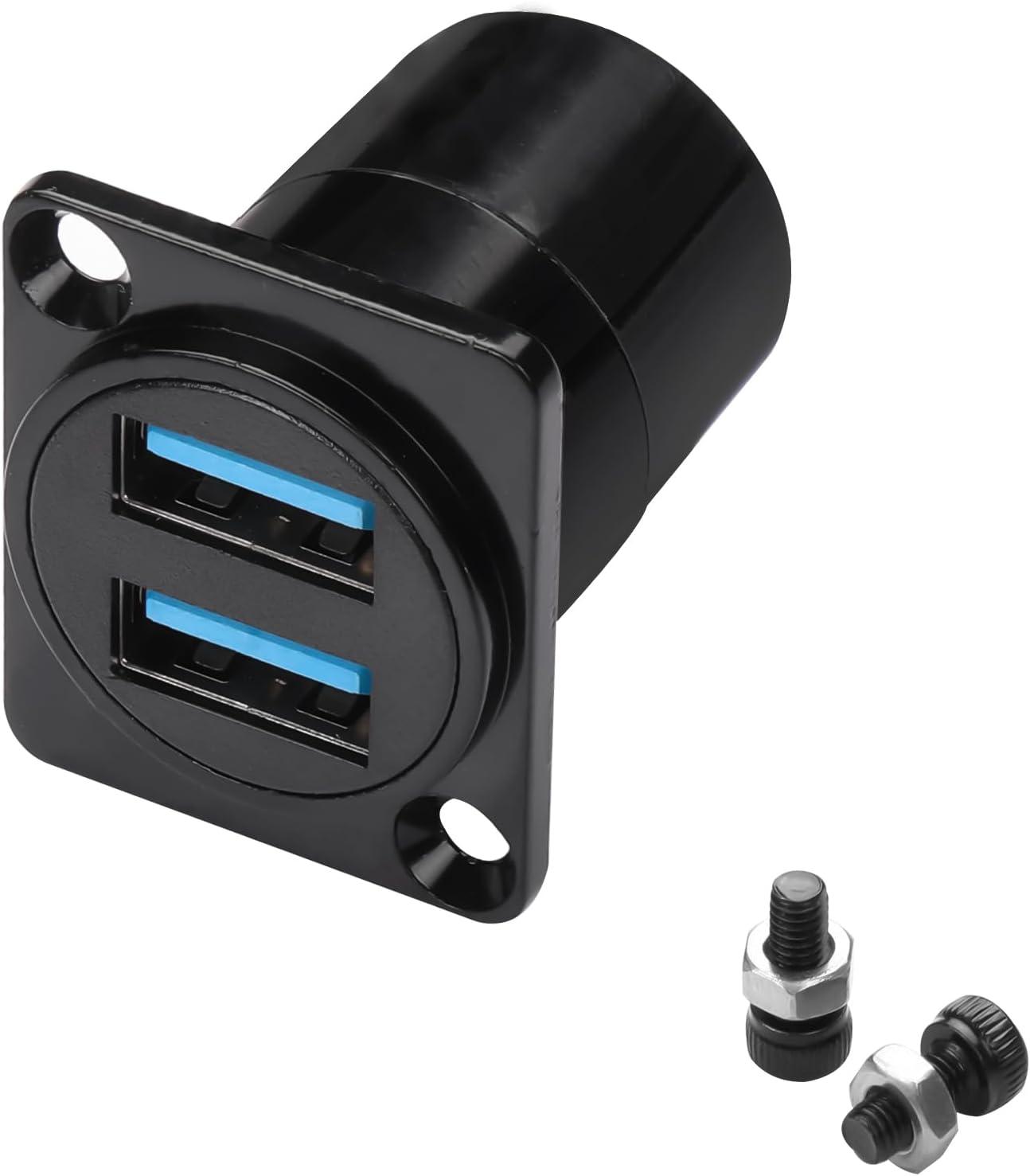 Dual USB 3.0 Panel Mount Adapter, USB 3.0 Female to Female Coupler Socket Panel Mount Pass Through Solderless Connector,5Gbps High-Speed Data Transfer for Audio, Video and Optoelectronic Networker
