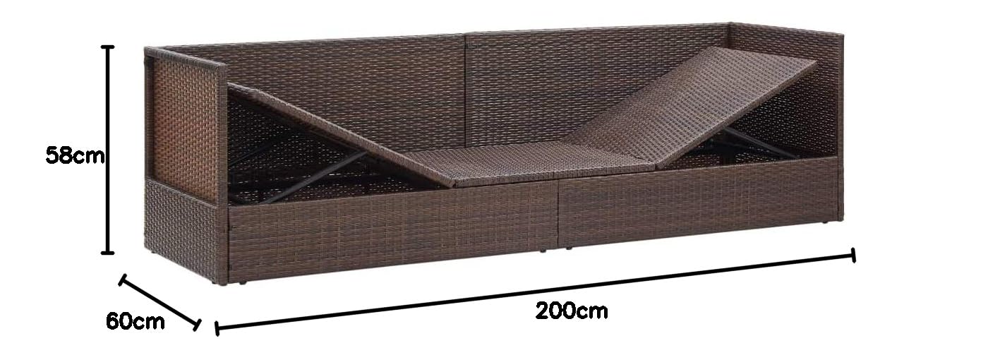 Lettino da Giardino, con 7 Posizioni Reclinabili, 200 x 60 x 58 cm, in Polyrattan PE e Acciaio Verniciato, Cuscini in Poliestere Bianco Crema, per Esterno, Piscina, Patio, Giardino