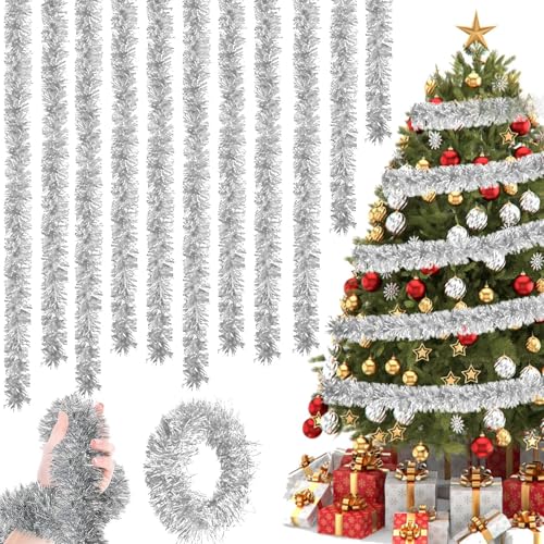10 Stück x 2M Weihnachten Lametta Girlande, Lametta Weihnachtsdeko...