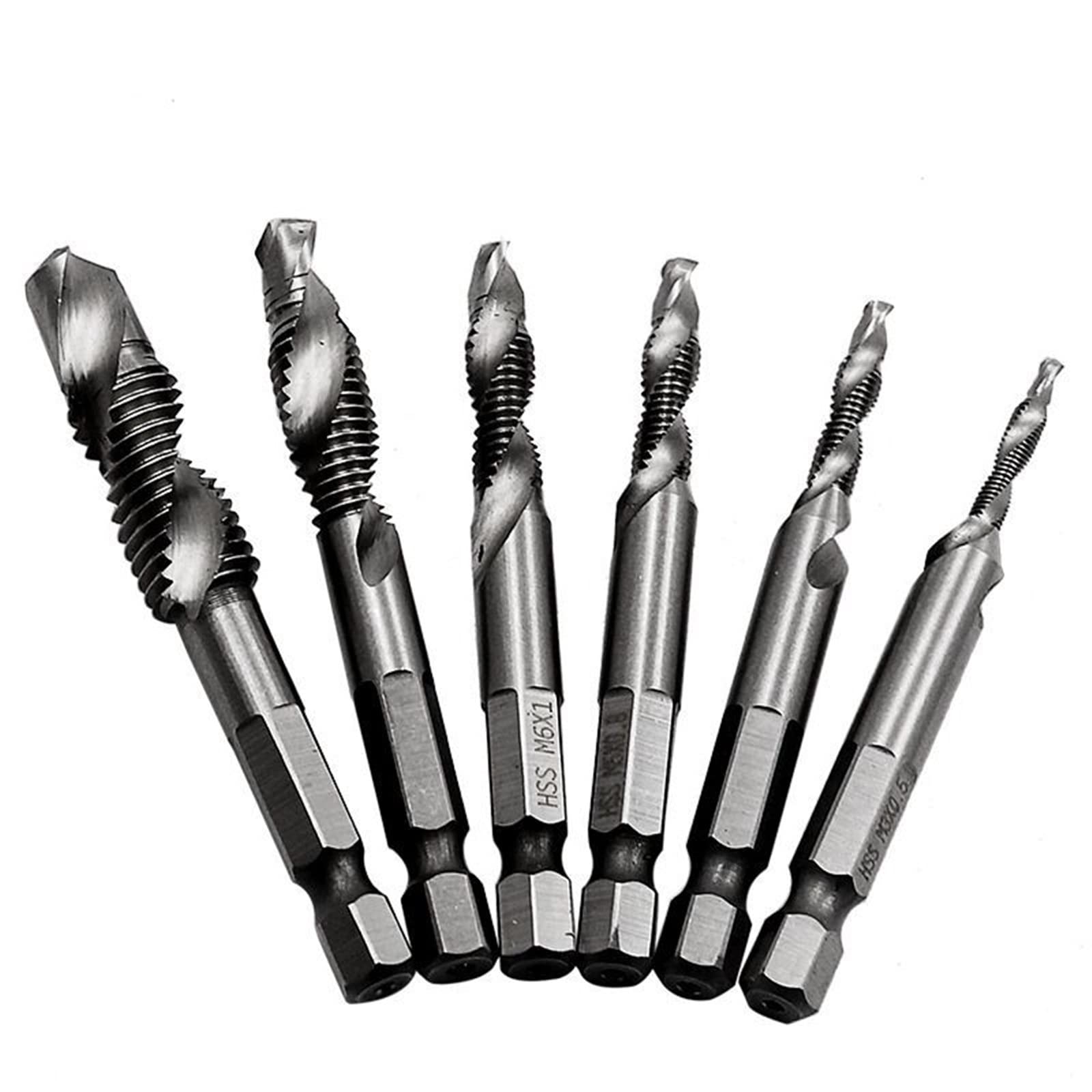 1/4Inch Hex Shank Drill Bit M3 M4 M5 M6 M8 M10 HSS Metric Screw Thread Tap Taper Metric Composite Tap Drills MINGPING (Size : M5, Color : Hexagonal)