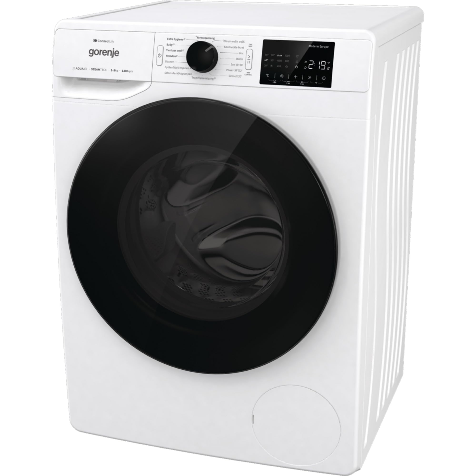 Gorenje WPNEI94DA1TS pralka z funkcją pary wodnej/ConnectLife / 9 kg / 1400 obr./min / 15 programów/całkowity bęben AquaStop/WaveActive/Ekhigieniczna/PowerWash/Szybki cykl prania/EEK: A-10%
