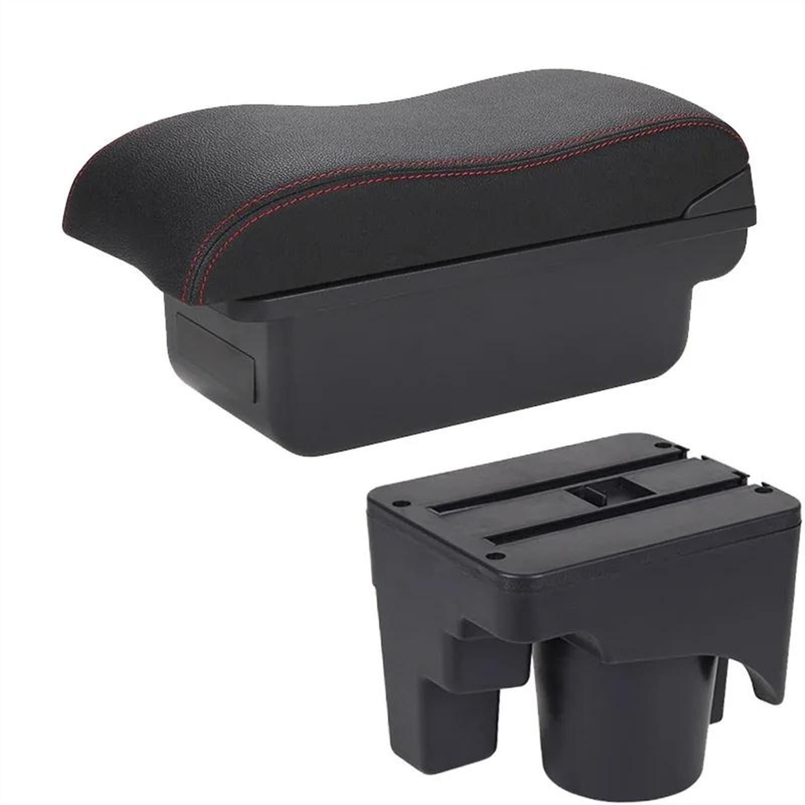 NOHEEU Car Armrest Storage Box For Scirocco For Sagitar For Golf 6 5 Mk6 MK5 For Jetta(C1 Black red NO USB)