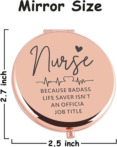 Miniatura 4 de Cawnefil Regalo de agradecimiento a la enfermera, espejo compacto de viaje de oro rosa, regalo de graduación de cumpleaños para enfermera, asistente