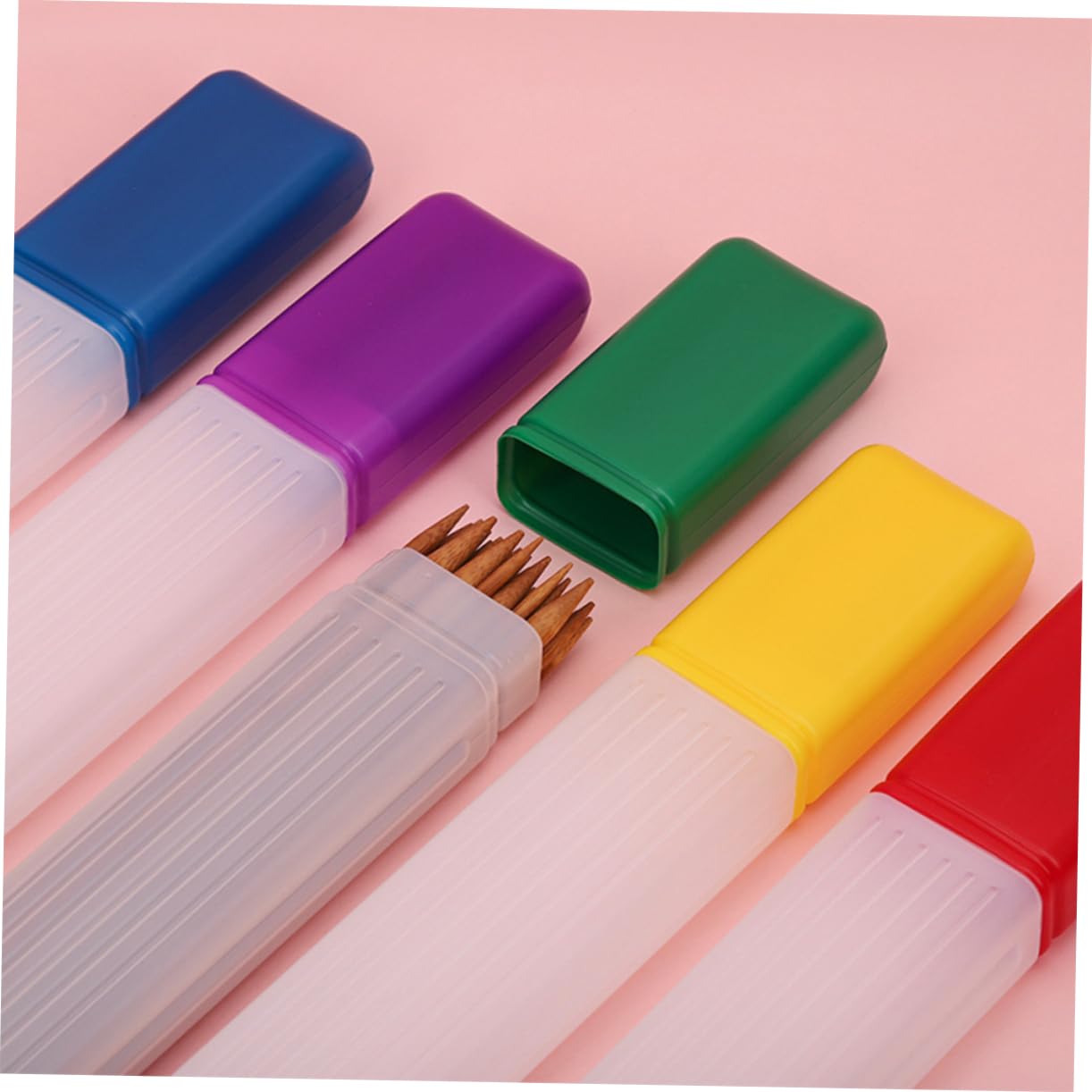 5piezas Contenedor De Agujas De Tejer Y Coser Caja De Almacenamiento Plástica Para Agujas De Punto Tubo Organizador Portátil