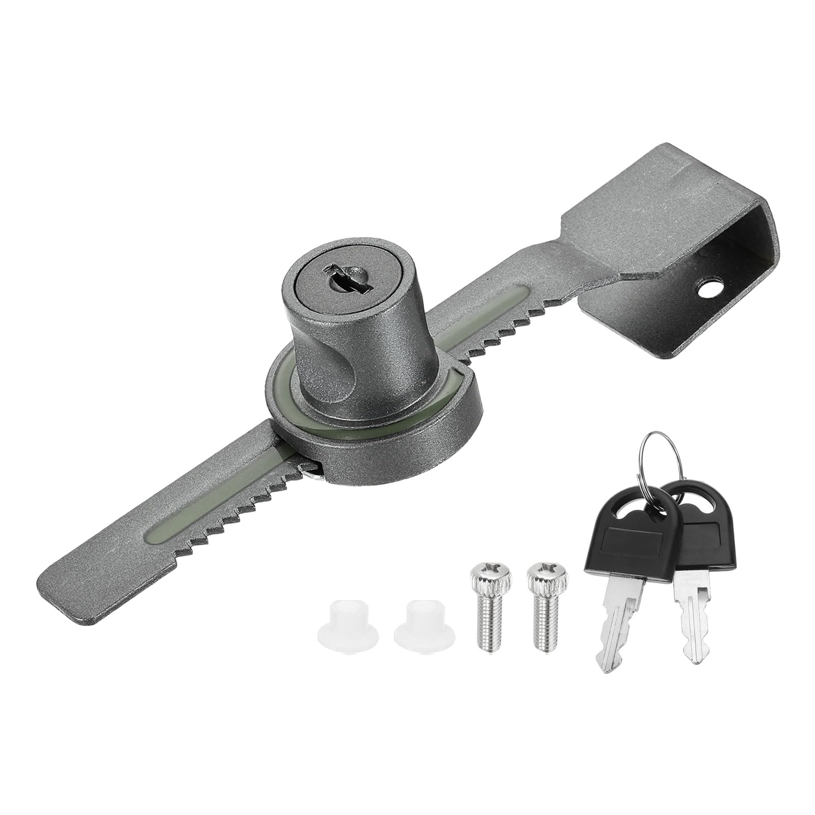 DEFANEX 0.6" Sliding Glass Door Ratchet Lock, Keyed Alike Luminous Secure Showcase Display Case Lock - No Drill, for 5-10mm/ 0.2-0.39 inch Cabinet Stores Glass Door, Grey