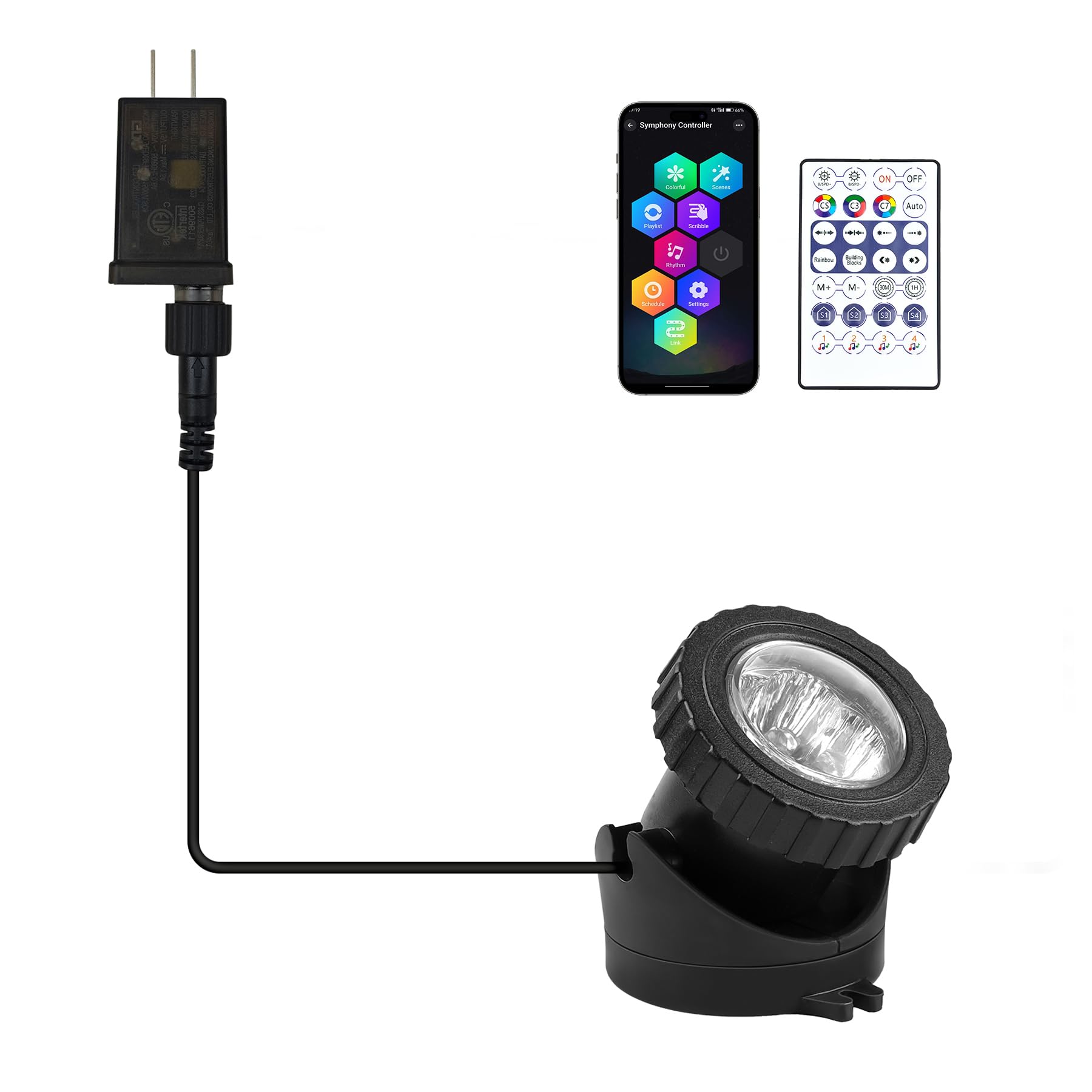 RGB Underwater Pond Lights, Super Bright LED Submersible Fountain Lights Colored Landscape Spotlights, Bluetooth APP Control IP68 Waterproof for Fish Aquarium Tank Garden Yard Pool(Set of 1)