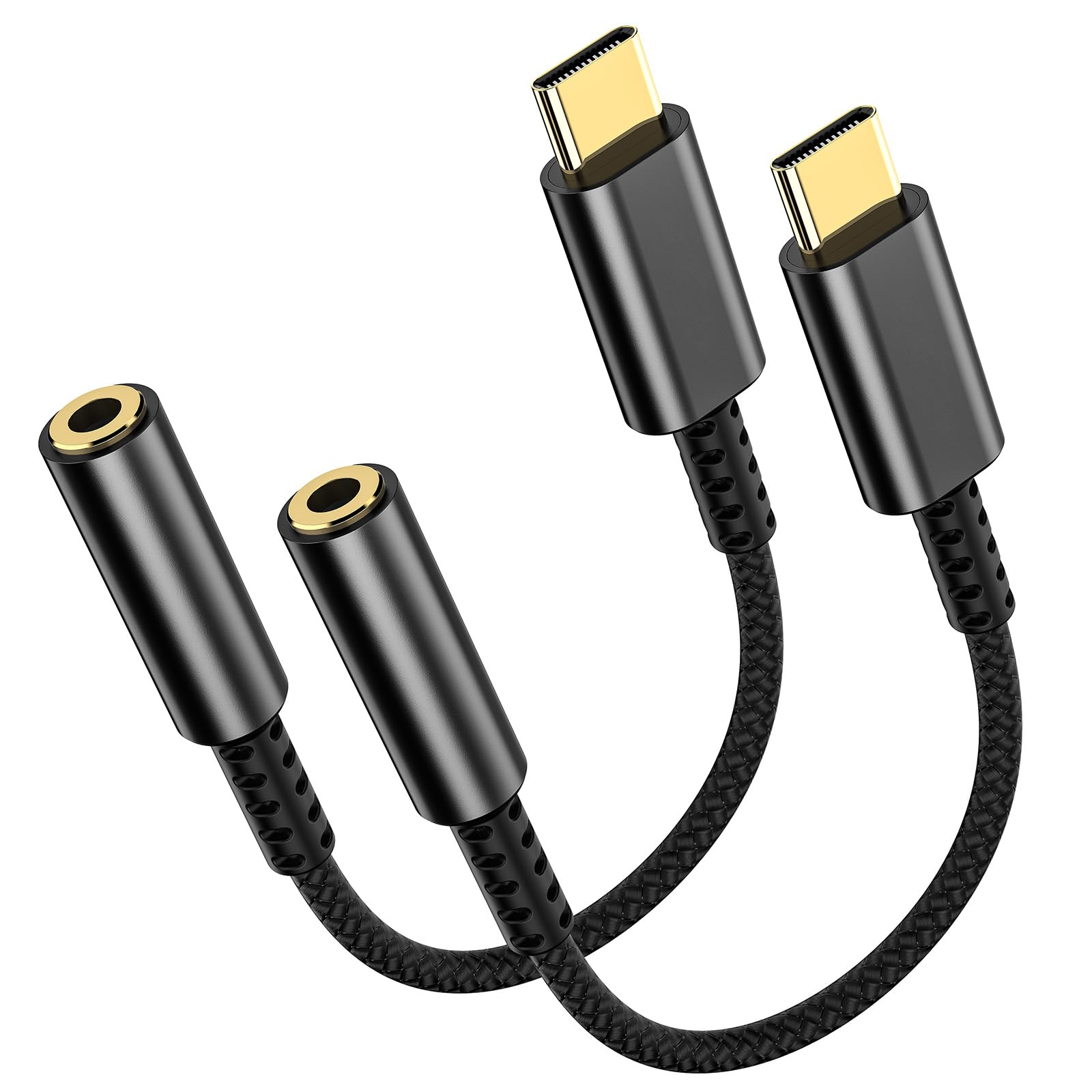 2 Pack USB C to 3.5mm Headphone Jack Adapter – Aux to USB C HiFi Audio Dongle, Type C to Aux Female Cable Cord Compatible with iPhone 18 Pro Max/18 Pro/Duo/17/16/15, Samsung S26/S25/S24/S23, Pixel