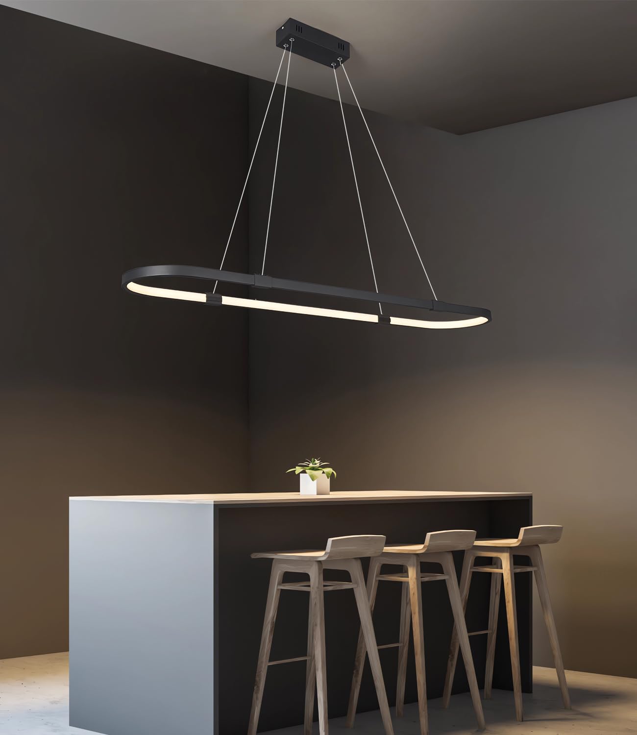 Ściemnialna lampa wisząca LED Czarna lampa wisząca Żyrandol do jadalni Okrągłe wiszące żyrandole z pilotem Lampa wisząca na wyspę kuchenną Sala konferencyjna Biuro Lampa sufitowa