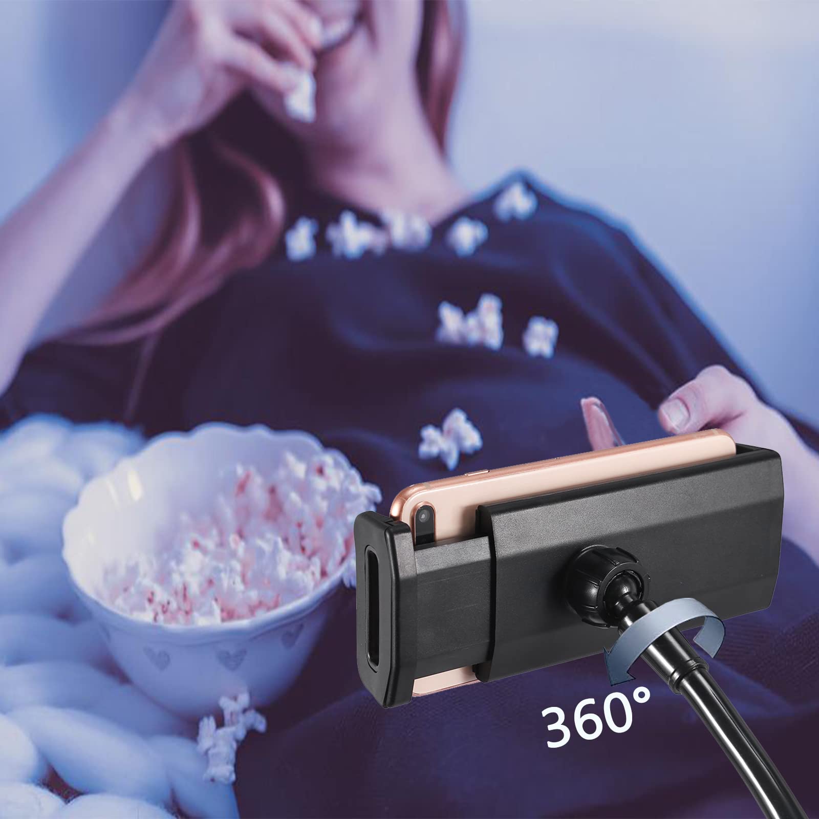 Uchwyt do łóżka, uchwyt na telefon komórkowy, obracany o 360°, elastyczne ramię, regulowany uchwyt na telefon komórkowy, łóżko, do iPhone 13 Pro, 12 11 Pro XS Max, Samsung S10, S9, S8,