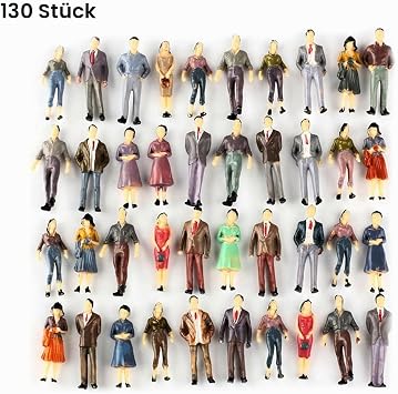 Pack of 130 O-Scale 1:48 Painted Figures People Passenger Various Poses People for Sand Table Model Building Scene Decoration