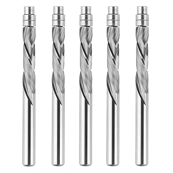 SpeTool 5PCS Spiral Flush Trim Router Bits with Guide Bearing 1/4 Shank,1-1/8