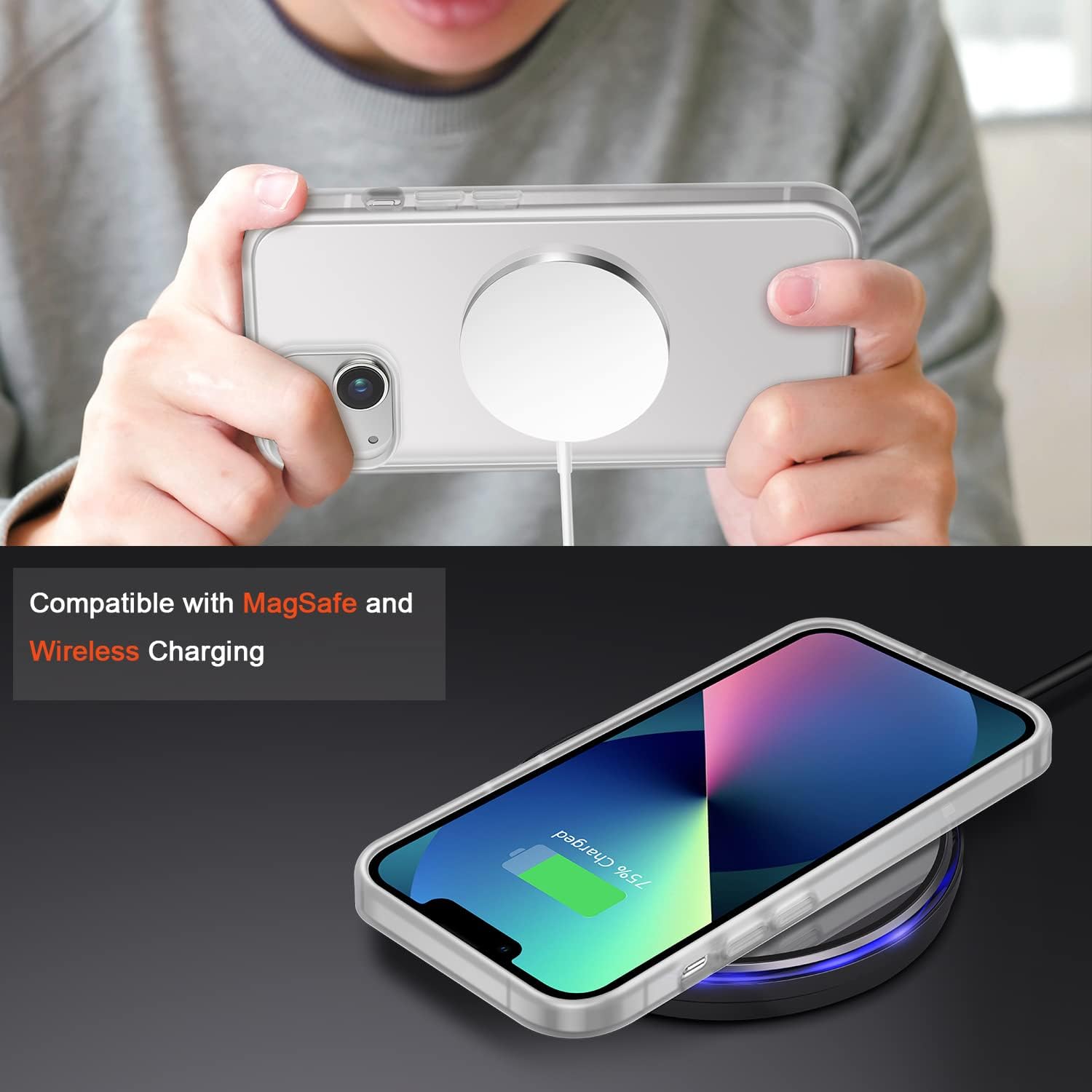 TENDLIN Compatible with iPhone 13 Case Translucent Matte Hard Back with Soft Silicone Bumper Comfortable Case (White)