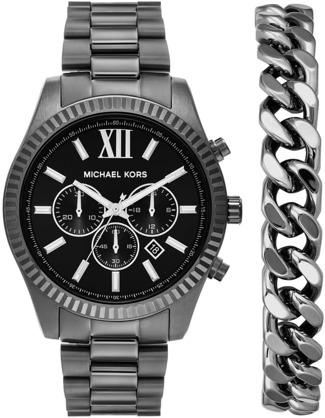 Michael Kors Lexington Watch for Men, 44mm Quartz Chronograph Movement with Stainless Steel Strap