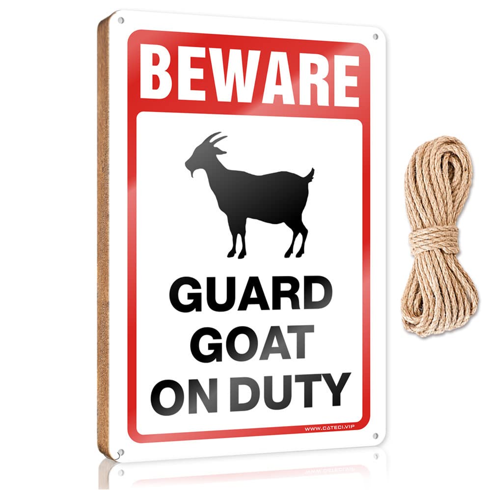 DTHA Signs & Plaques Beware! Guard Goats On Duty Wooden Sign Home Office Decor Decorative Hanging Sign(15X28CM)