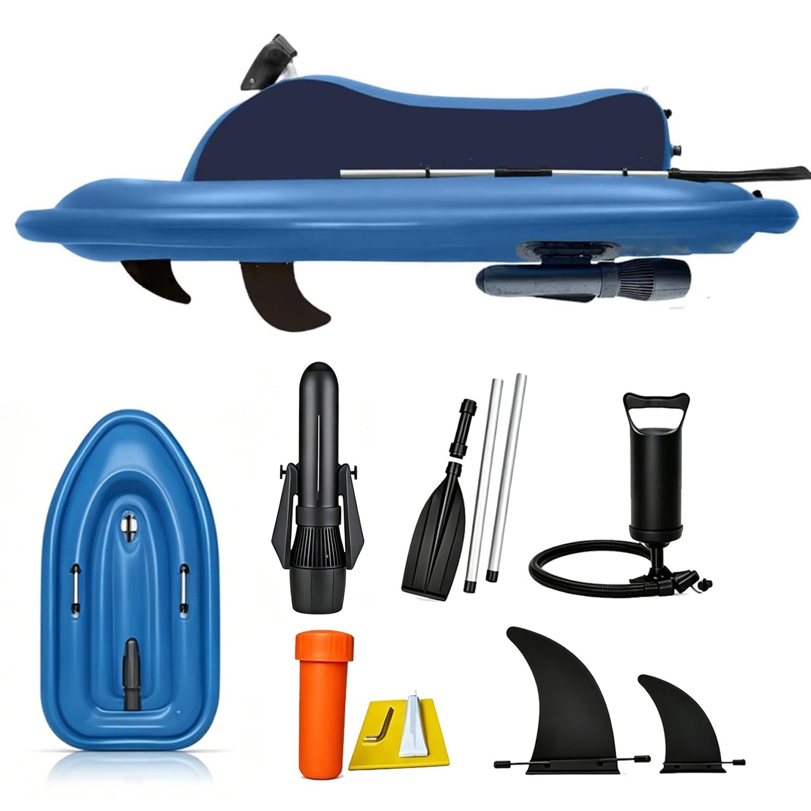 Osnzyc 500W/700W Electric Inflatable Jet Boat & Scooter Combo, 10000mAh Battery Capacity, Portable Jet Ski & SUP Motor for Adults & Kids, Diving, Swimming, Kayaking 500W10A