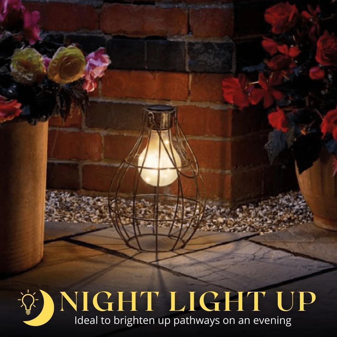 Marco Paul Solar Lantern Copper Hanging Lantern With LED Lights For