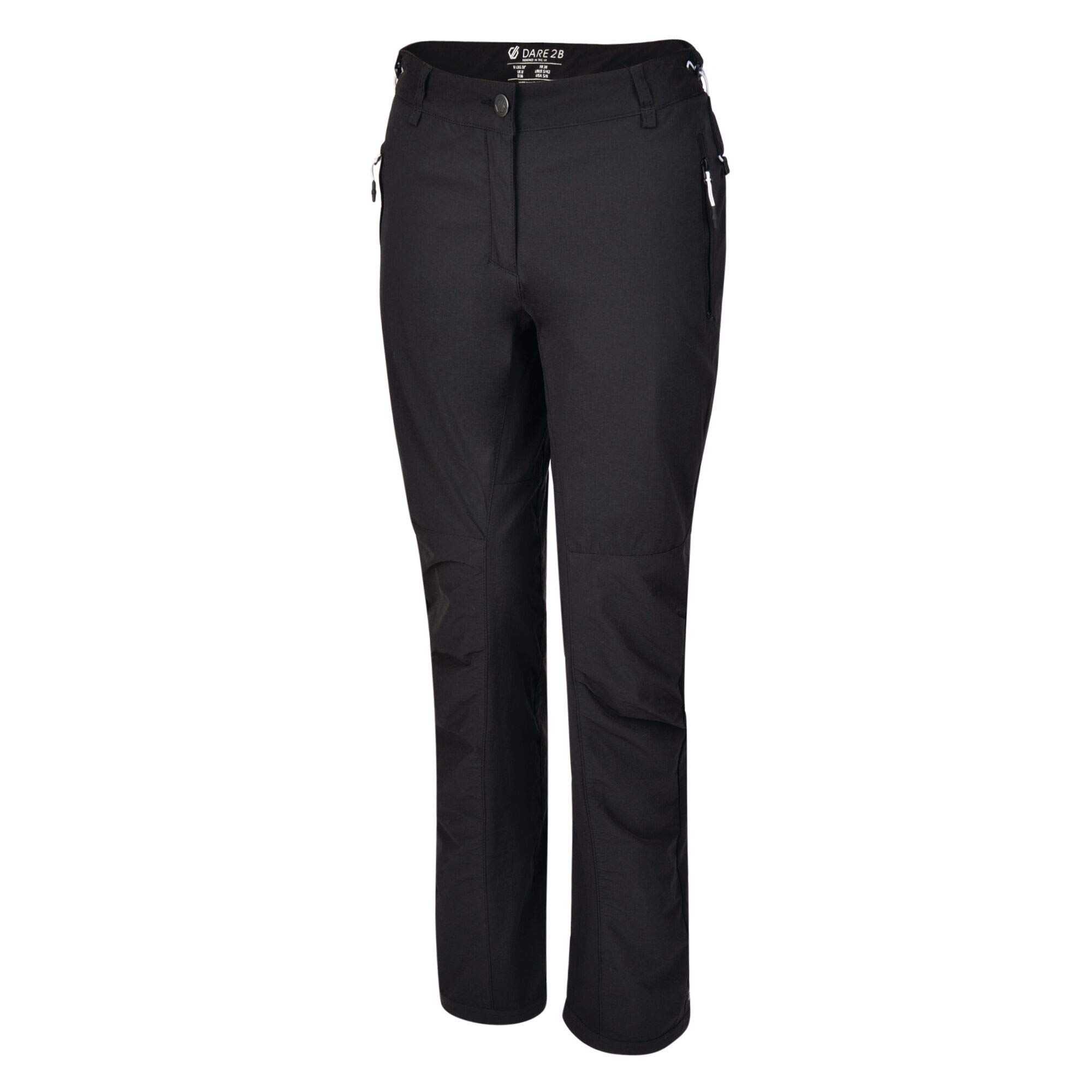 Regatta Dare2B Womens Slimfit Walking Trousers in Showerproof Nylon Blend Stretchable Fabric, Adjustable Shock Cord Waist and Zip Pockets Black