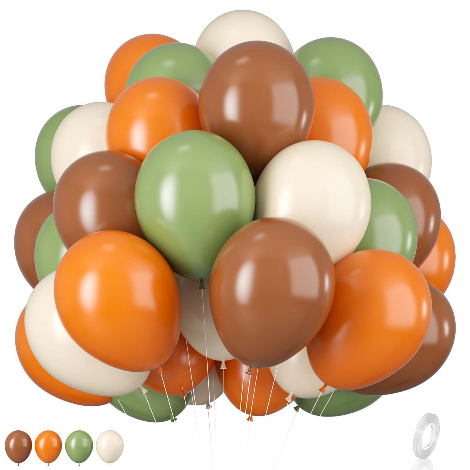 50PCS Orange Brown and Green Balloons,12 inch Woodland Balloon Arch Jungle Balloons Safari Birthday Decorations,Suitable for Jungle Safari Birthday