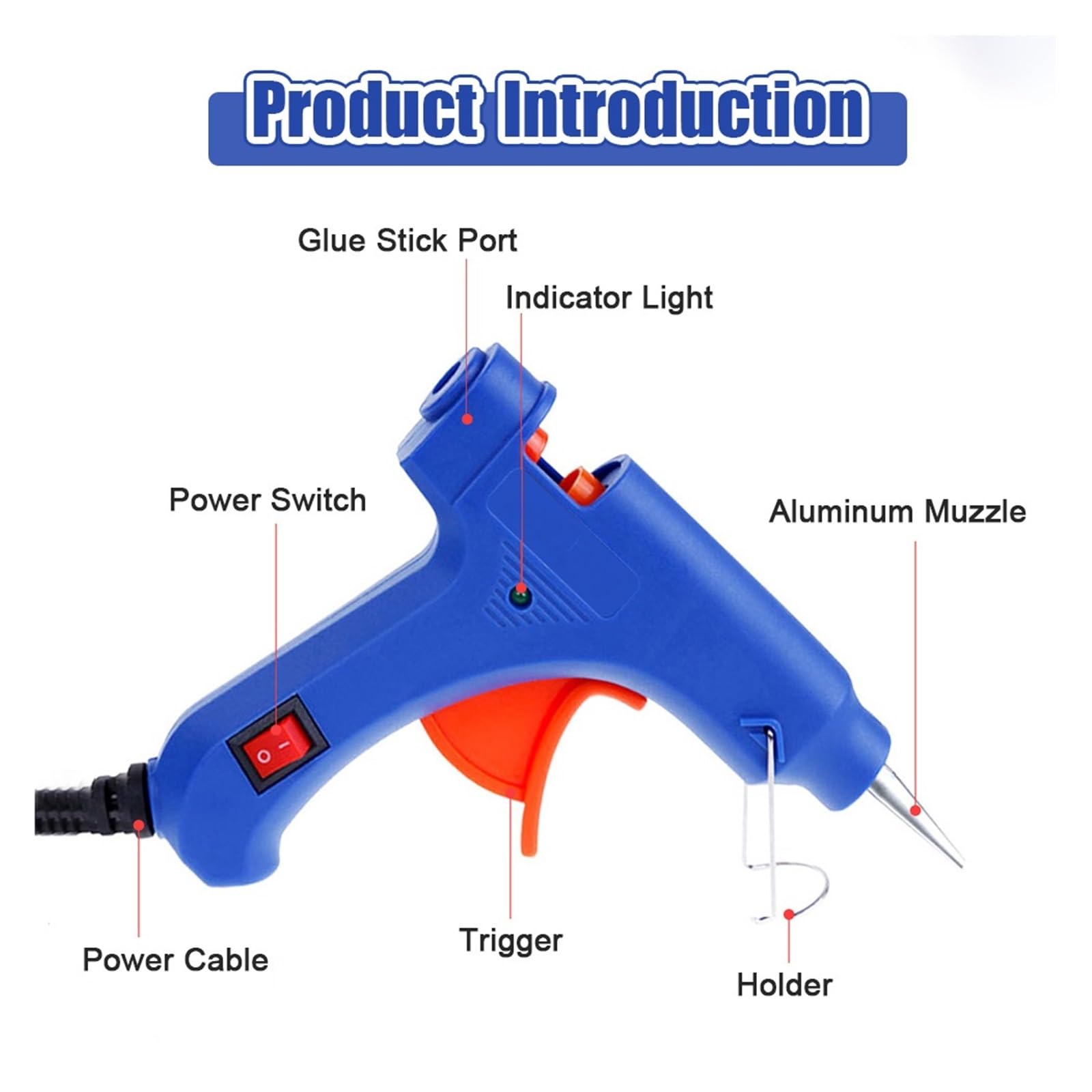 Pistolet do klejenia na gorąco 20 W z patyczkami 7 mm, mini przemysłowy termoplastyczny do majsterkowania, szybkiego nagrzewania, użytku domowego, idealny do sztuki i projektów