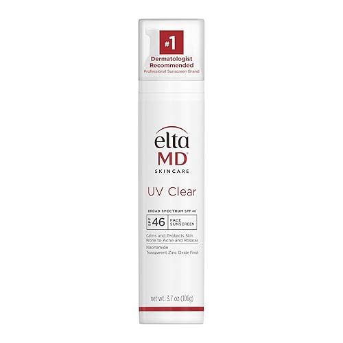 EltaMD UV Clear Face Sunscreen SPF 46, Oil Free Sunscreen with Zinc Oxide, Dermatologist Recommended, For Acne-Prone Sensitive Skin, 3.7 oz