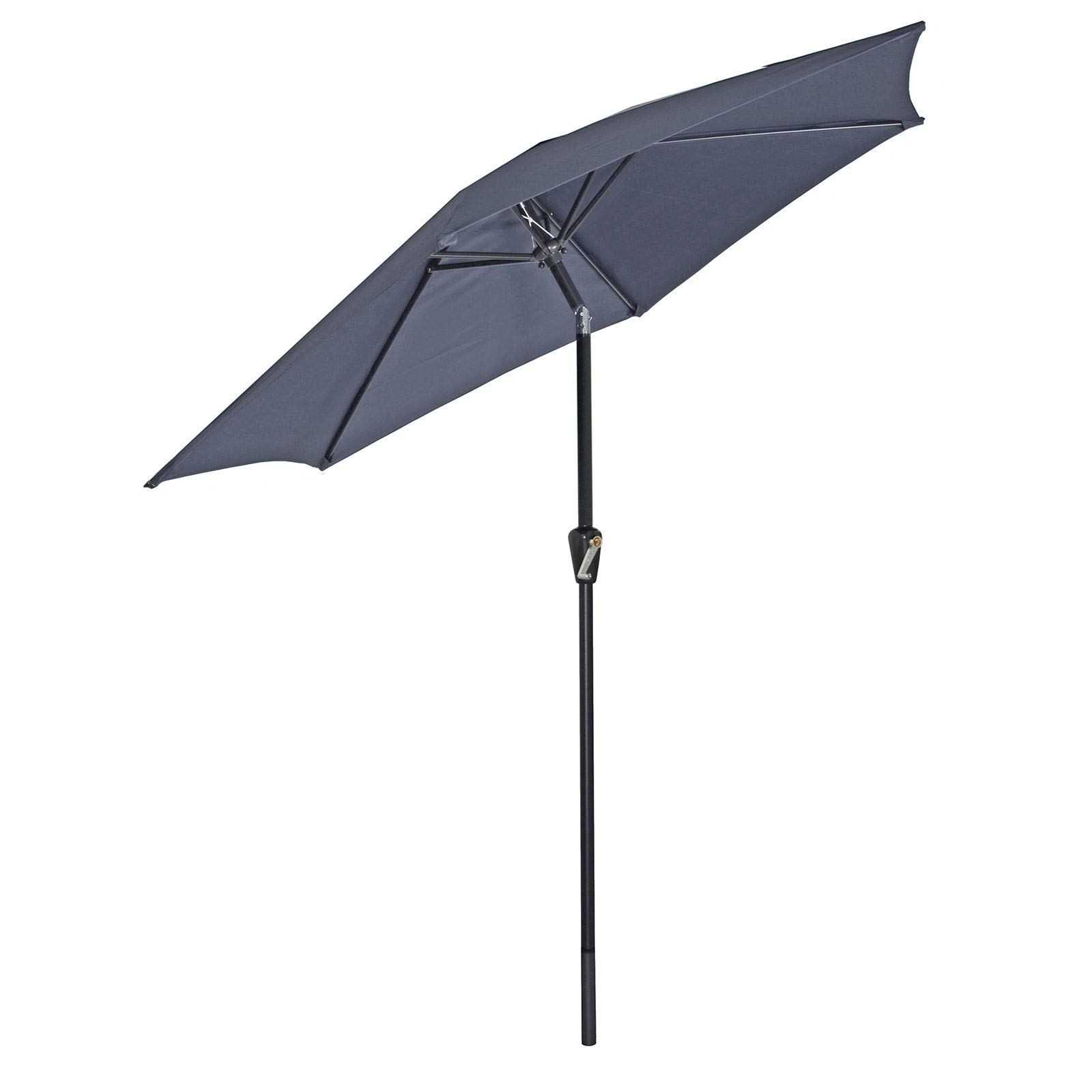 Azuma Garden Parasol 2.5M Round 6 Panel Crank & Tilt Function Patio Umbrella Sun Shade With UV50 Protection Adjustable Canopy Air Vented For Stability Aluminium Pole Summer Dining Accessory