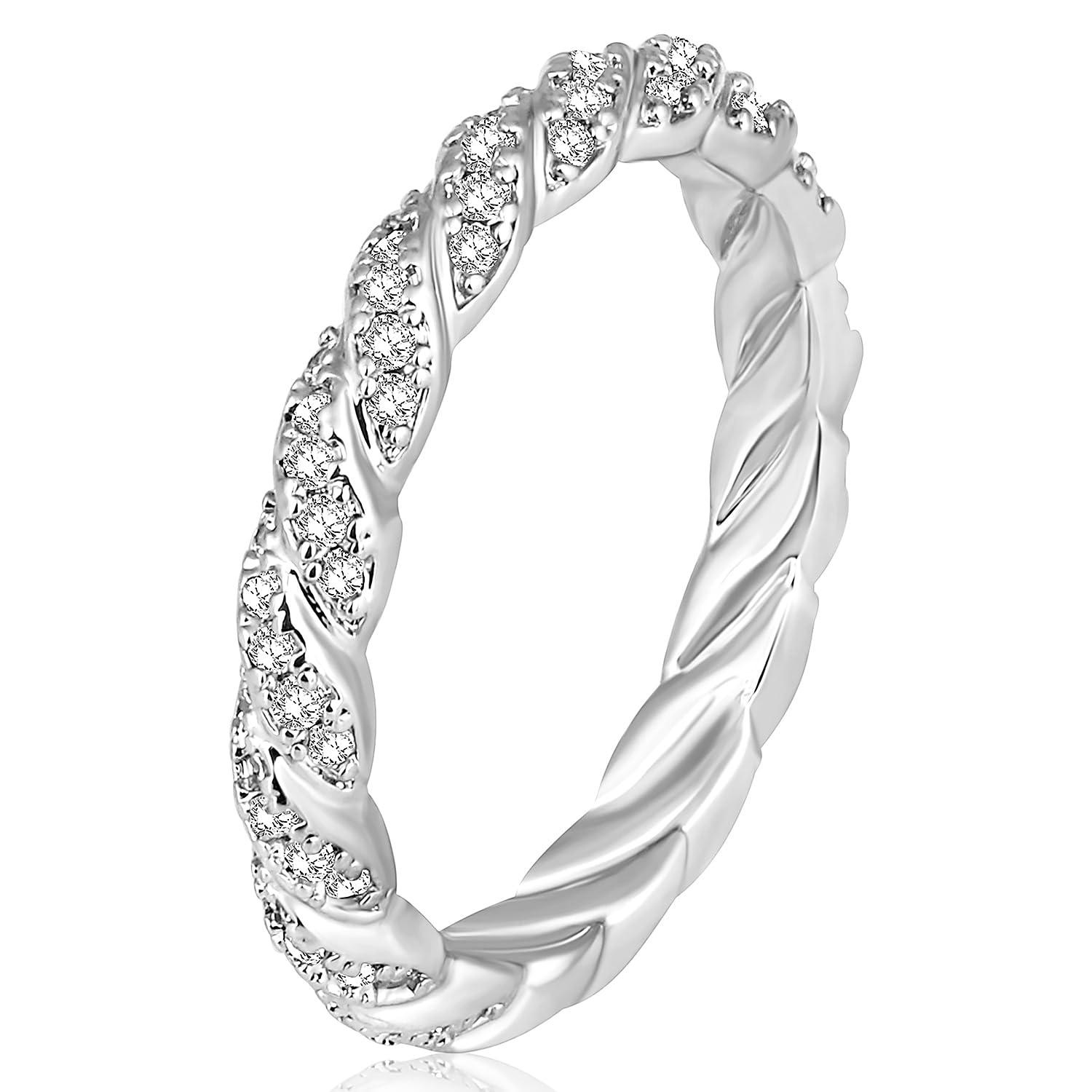 peora Silver Plated Cubic Zirconia Studded Eternity Finger Ring Engagement Anniversary Jewellery Gift For Women Girls, Size_7-picture-35