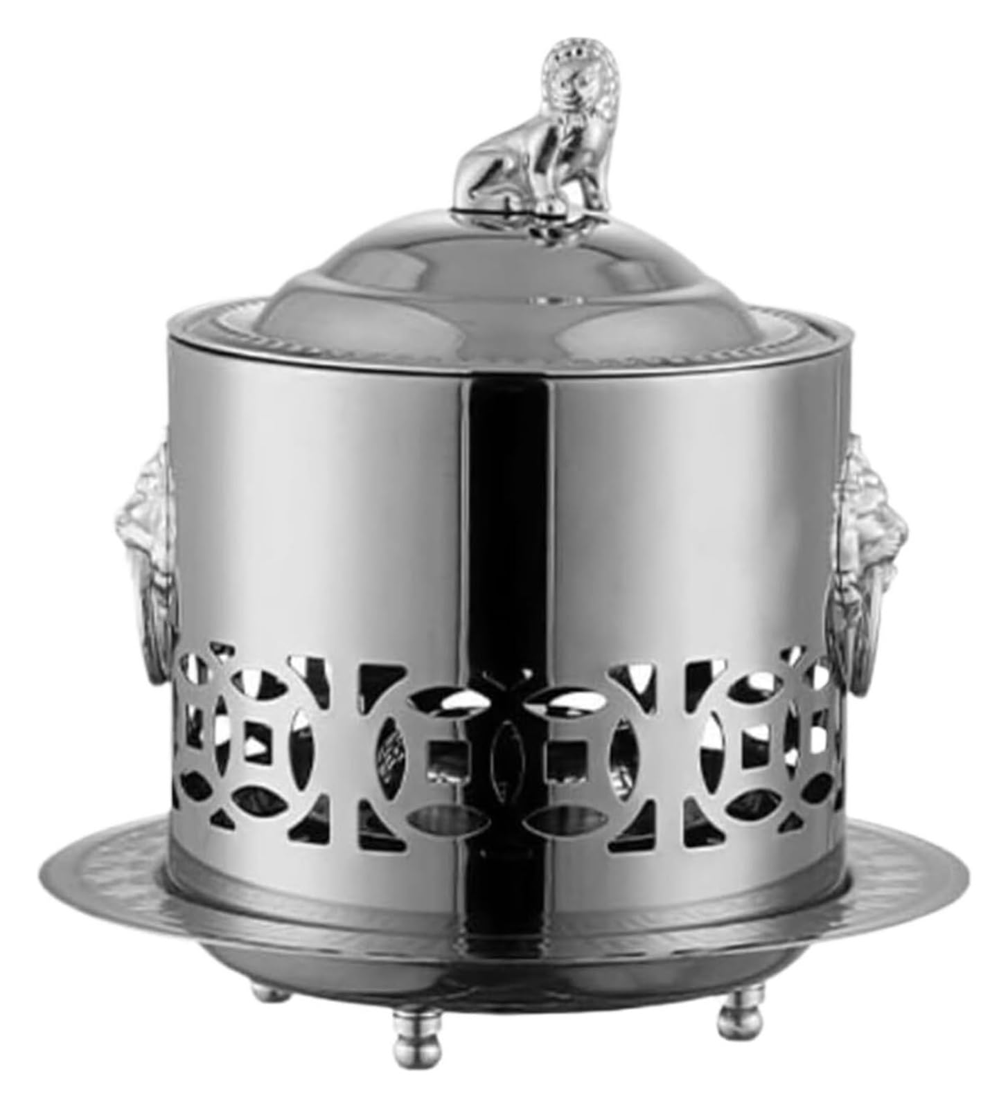 Gorący garnek z chińskiej miedzi, chiński hotpot z węglem drzewnym, chiński hotpot ze stali nierdzewnej komercyjny gorący garnek do domu miedziany gorący garnek, srebrny, 23,5 * 25 cm