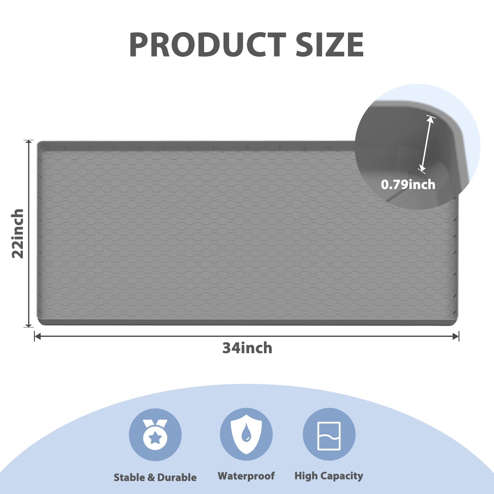 Tappetino sotto il lavandino, 86 x 55 cm, in silicone flessibile sotto la cucina, facile da pulire, tappetino sotto il lavello per la cucina, impermeabile, organizer per armadi e stoccaggio