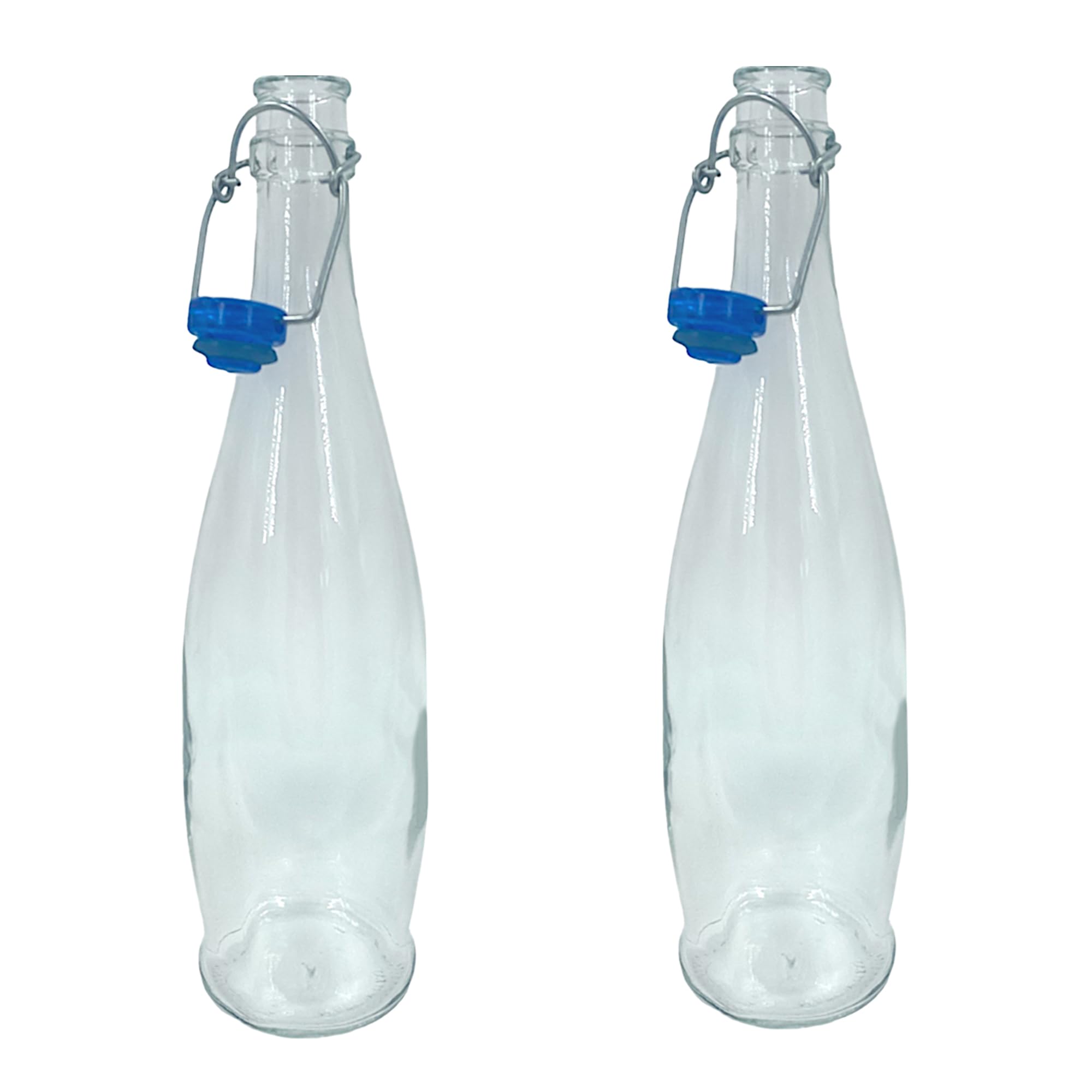 Chabrias Ltd Traditional Pack of 2 Glass Water Bottle with Swing Top, 1 Litre (1000 ml) – Plastic Stopper, Airtight Seal