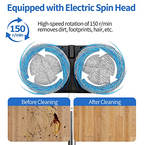 Cordless Electric Mop for Floor Cleaning, AlfaBot WS-24 Electric Spin Mop, Electric Mop with Water Sprayer and LED Headlight, Lightweight & Rechargeable Floor Scrubber for Hardwood Tile Floors - Image 2