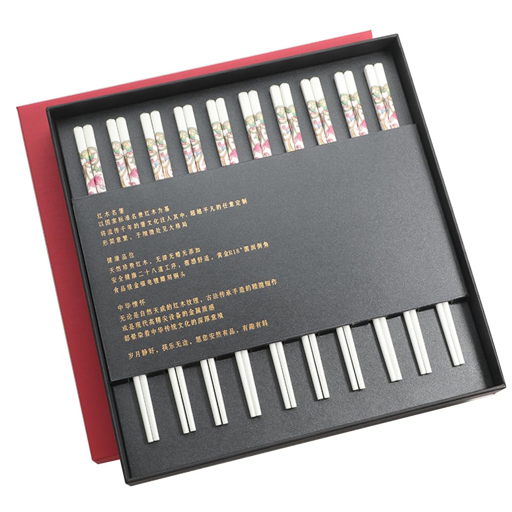 Coffret cadeau de baguettes en porcelaine chinoise, coffret cadeau de baguettes réutilisables lavables au lave-vaisselle avec étui, baguettes en céramique osseuse de haute qualité avec boîte déli