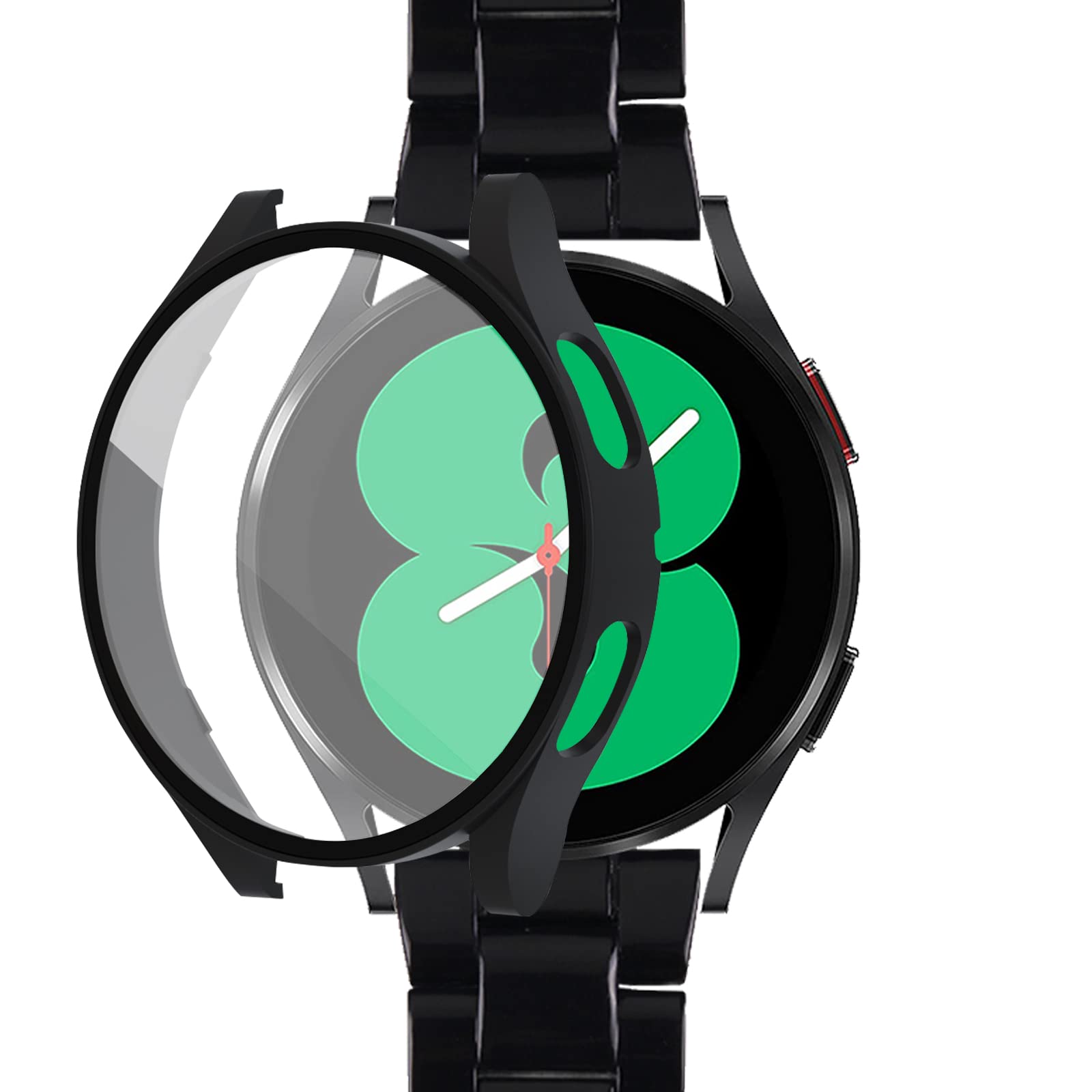 BESIOFOResin Galaxy Watch 4 Band with Screen Protector Case 40mm/44mm -Lightweight Bracelet Compatible with Copper Stainless Steel Buckle for Samsung Galaxy Watch 4 Band Women Men