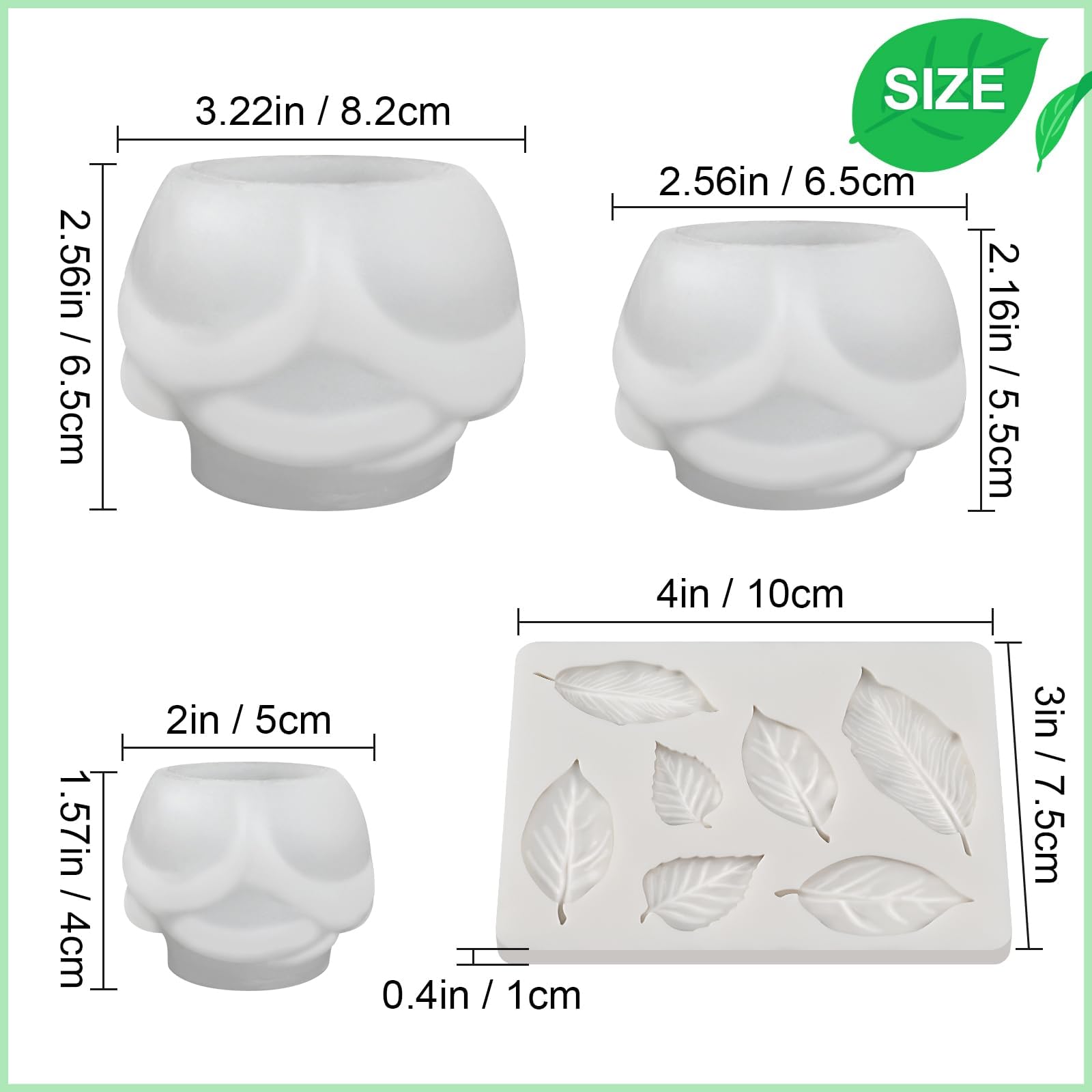 Set Stampi in Silicone per Candele Rosa 3D, 4 Pezzi con in Silicone Fiori Grandi, Medi e Piccoli + Stampo Foglie, Stampi per Candele, Resina, Cera, Stampo Fiori e