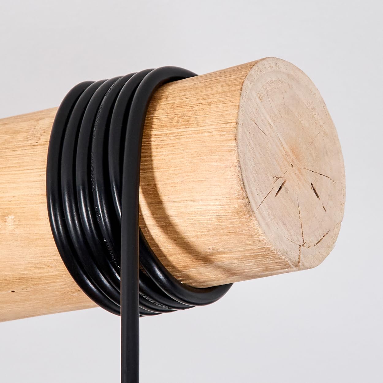 HOFSTEIN Lampa wisząca Sabadim, 5-punktowa lampa wisząca z metalu/drewna/plecionki papierowej w kolorze czarnym/naturalnym/brązowym, lampa wisząca w stylu boho (Ø abażurów 12 cm), wysokość 235 cm, E27