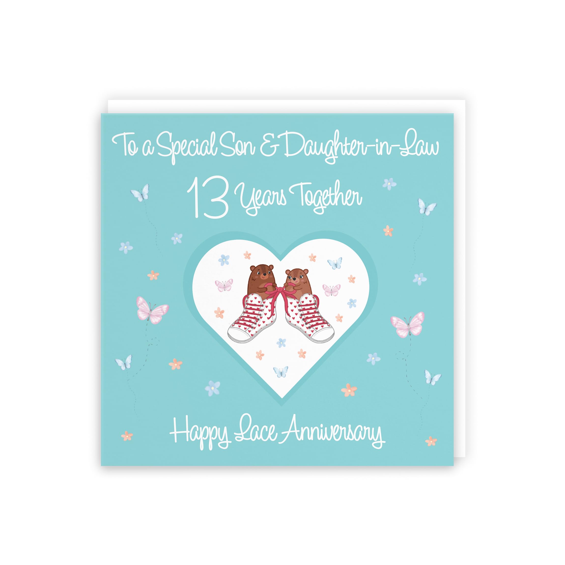 Hunts England, Son & Daughter-in-Law 13th Anniversary Card, 13 Years, Lace Anniversary, Romantic Meadows, Fun Card - Image 3