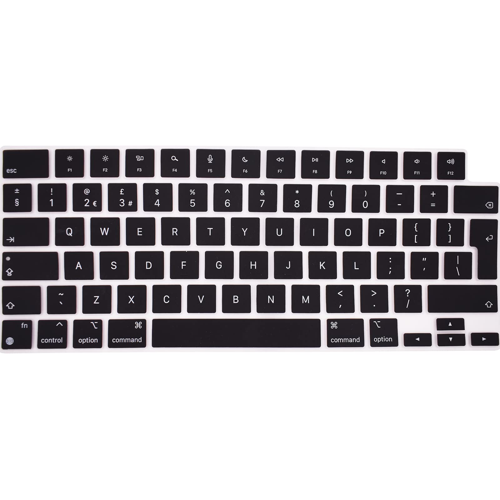Funda de silicona para teclado de diseño de la UE para MacBook Air de 13.6 pulgadas, M2 A2681 2022 y MacBook Pro de 14/16 pulgadas, protector de piel de silicona, color negro