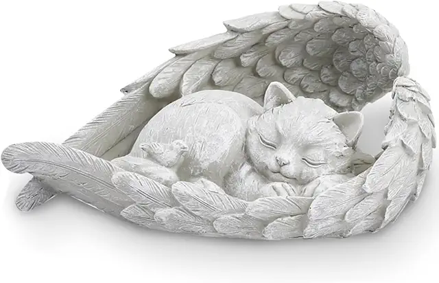 Cat Angel Memorial Statue - Outdoor Garden Resin Figurine for Pet Remembrance