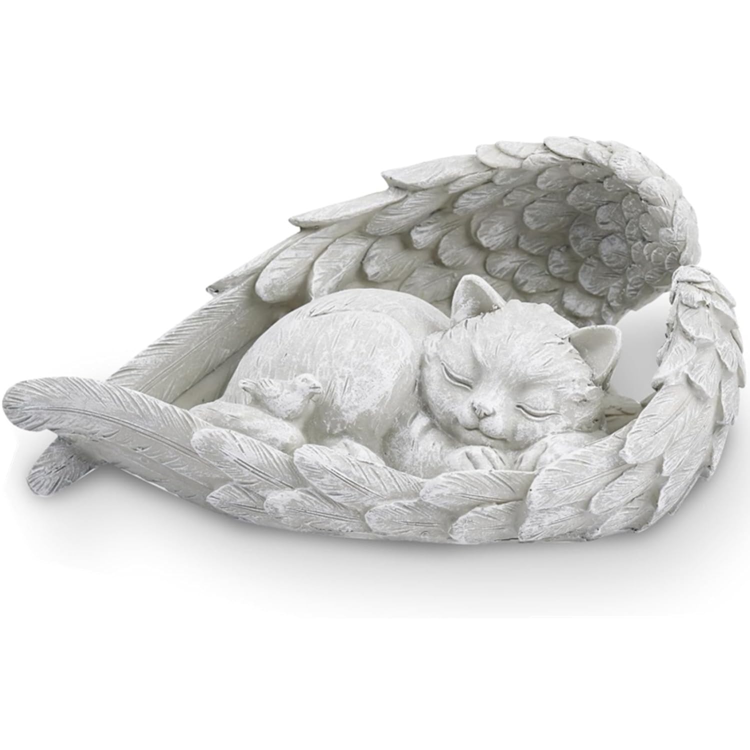 ZHjuju Cat Memorial Stone,Cat Angel Memorial Statue Memorial Stone Cat with Angel Wings Resin Statue Cat Figurines is Placed in The Outdoor Garden or Tombstone,Cat Statue Resin