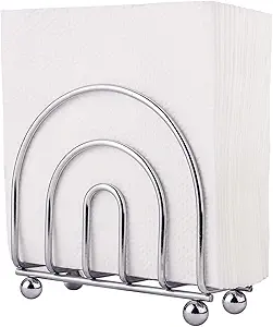 Paper Napkin Holder Tissue Dispenser for Kitchen Countertops, Dining Table, Picnic Table, Indoor & Outdoor Use, Chrome Finish (Classic)